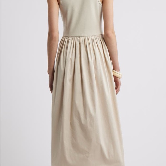 Nordstrom Mixed Media Stretch Cotton Tank Maxi Dress Beige Scroll NWT Small - Picture 3 of 11